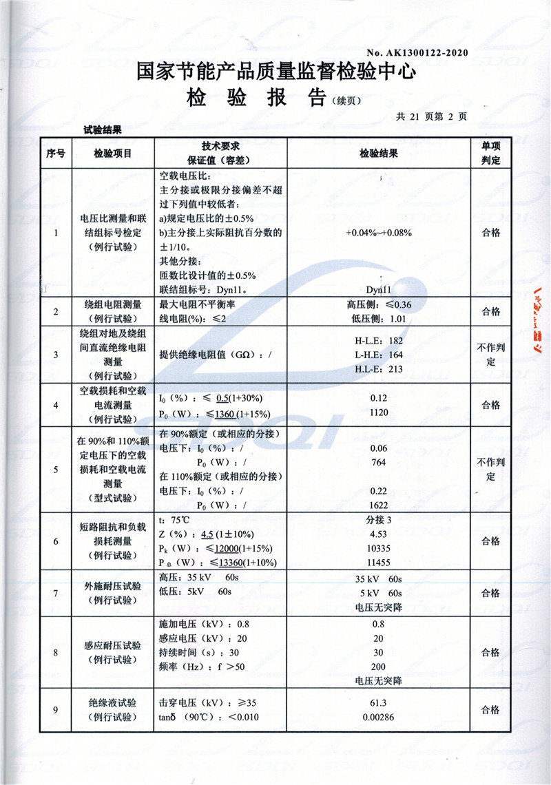 高低压试验报告-S11-1250长清长清长清油浸式变压器-2.jpg